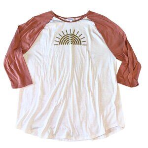 Sunshine Mauve White Gold Sun Lularoe Raglan Women's T Shirt 3/4 Sleeve 3xl